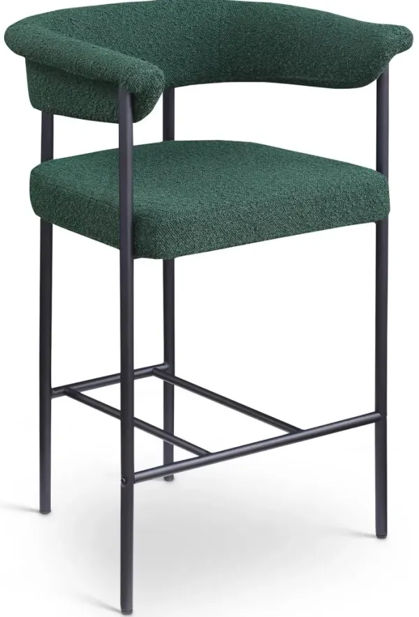 Malin Green Boucle Upholstered Counter Stool, Set of 2