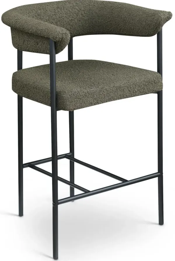 Malin Olive Boucle Upholstered Counter Stool, Set of 2