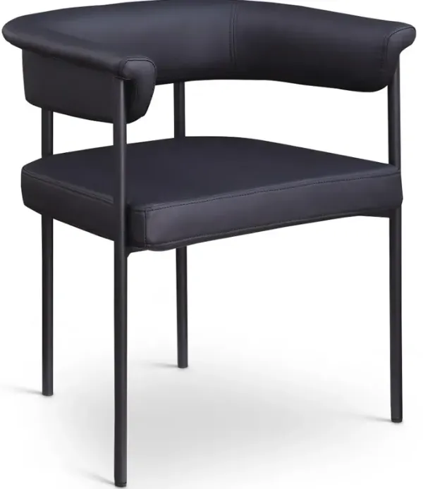 Malin Black Vegan Leather Upholstered Dining Chair, Set of 2