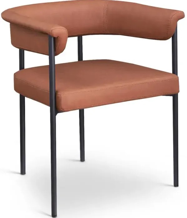 Malin Cognac Vegan Leather Upholstered Dining Chair, Set of 2