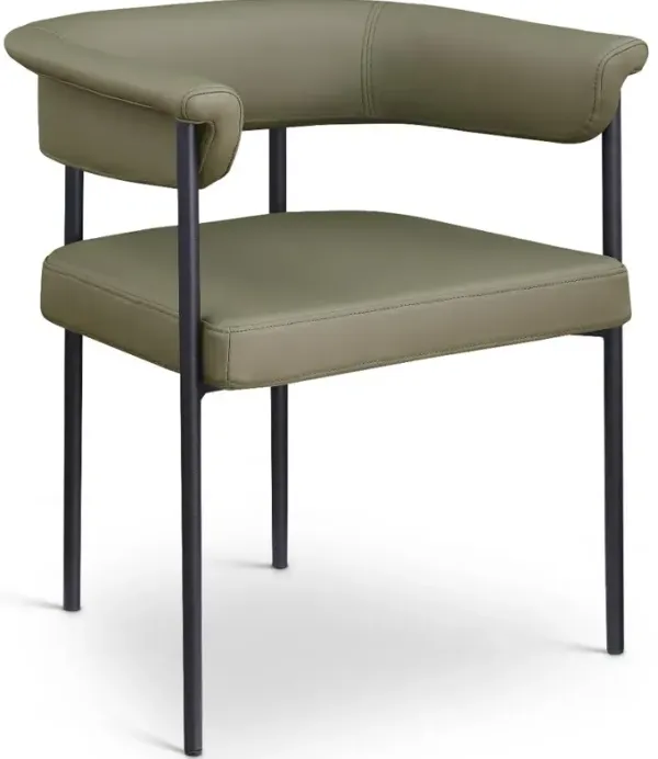 Malin Olive Vegan Leather Upholstered Dining Chair, Set of 2