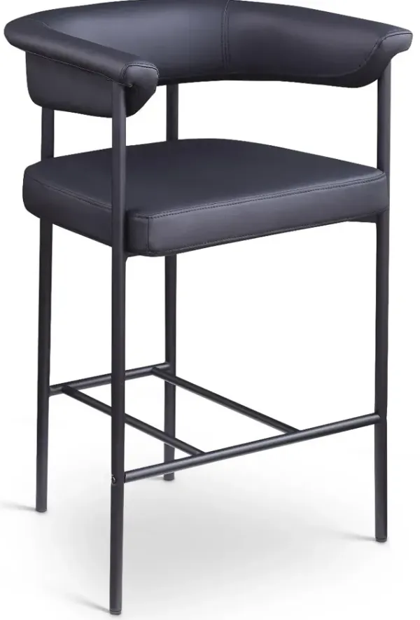 Malin Black Vegan Leather Upholstered Counter Stool, Set of 2
