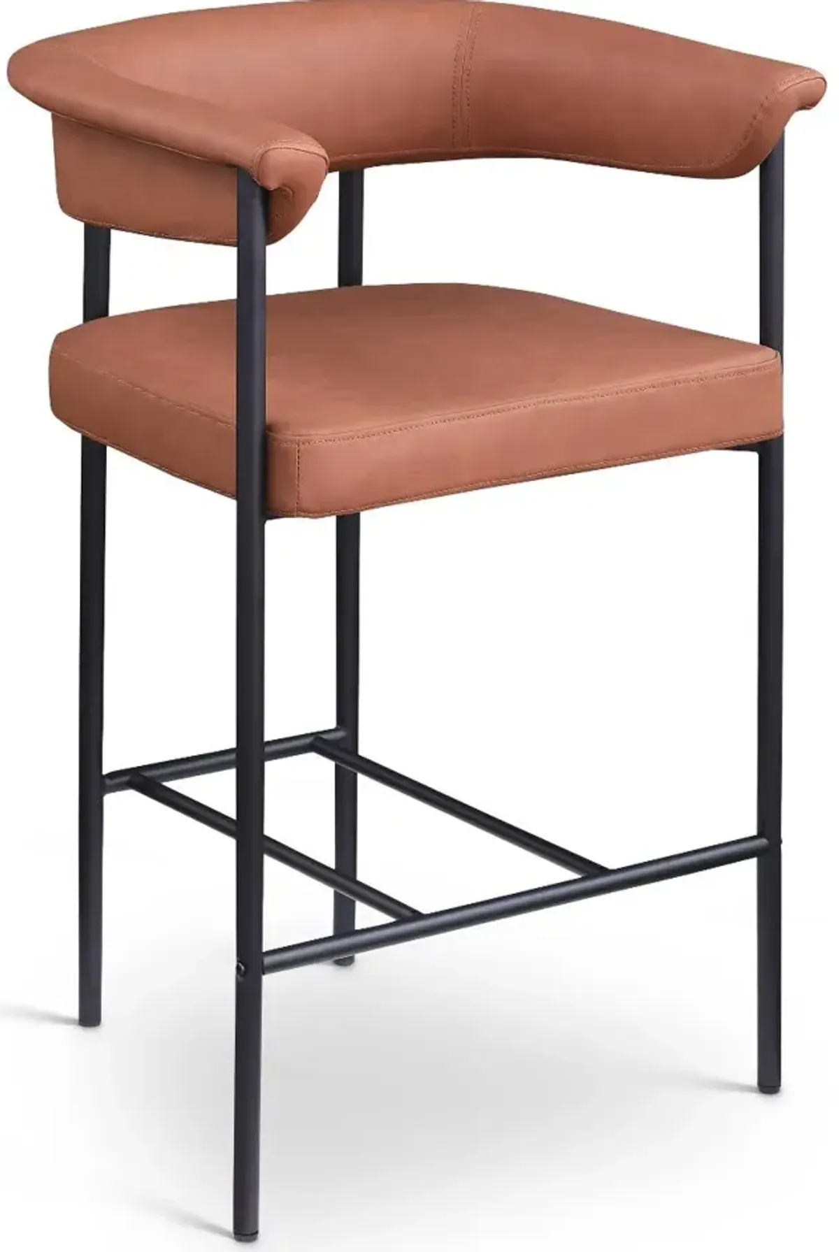 Malin Cognac Vegan Leather Upholstered Counter Stool, Set of 2