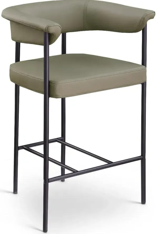 Malin Olive Vegan Leather Upholstered Counter Stool, Set of 2