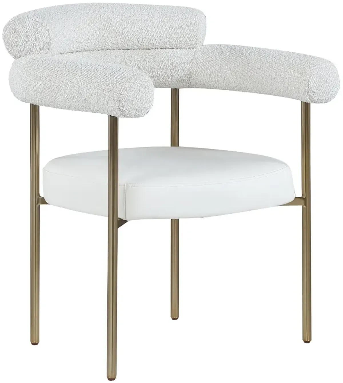 Blake Cream Boucle and Vegan Leather Dining Chair, Set of 2
