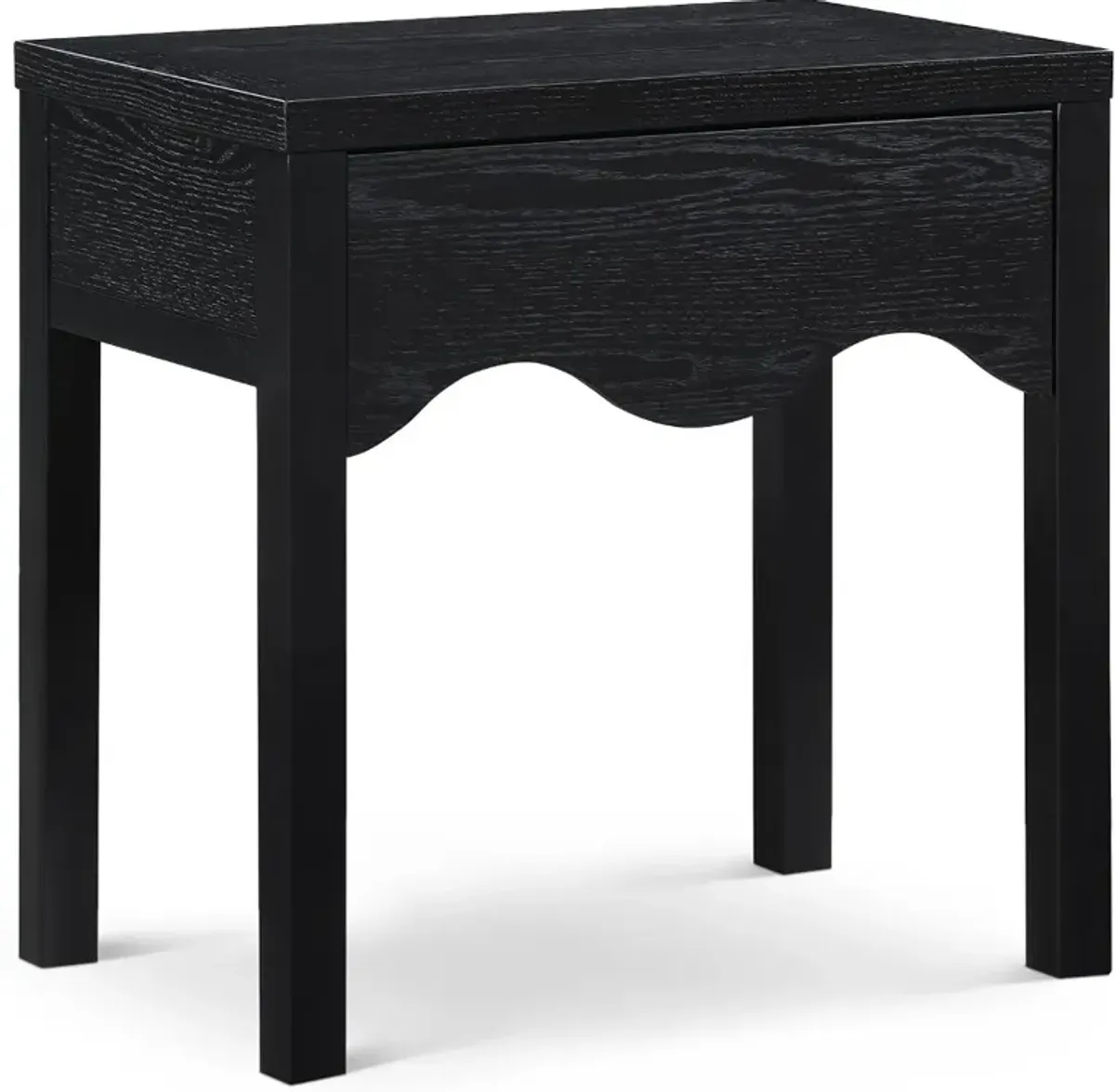 Fiora Black Scalloped Nightstand with Drawer
