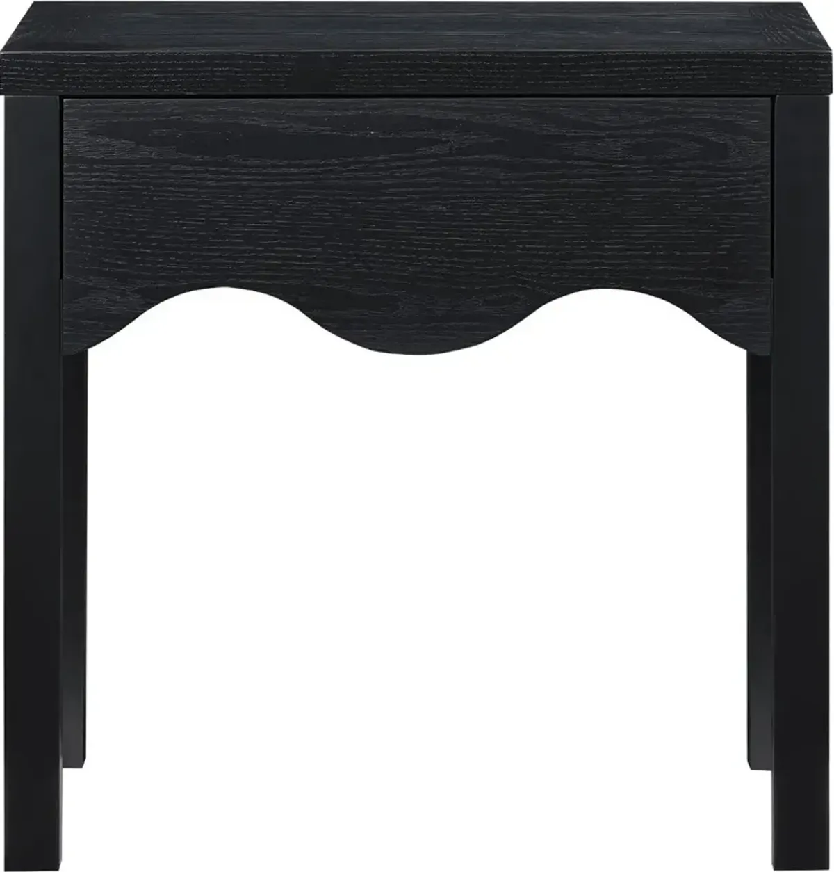 Fiora Black Scalloped Nightstand with Drawer