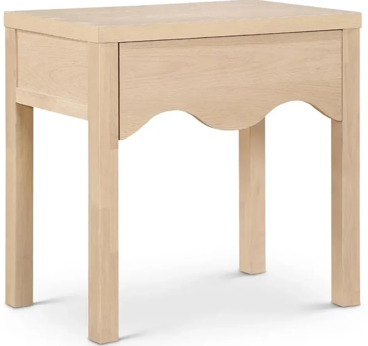 Fiora Natural Scalloped Nightstand with Drawer