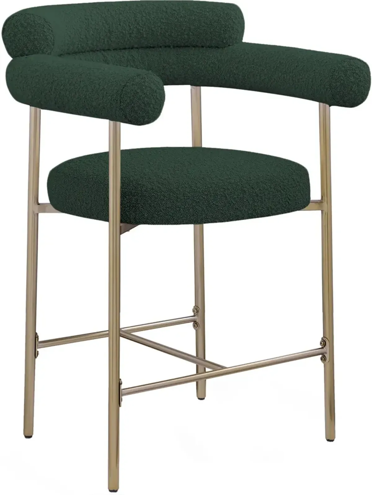 Blake Green Boucle Upholstered Counter Stool, Set of 2
