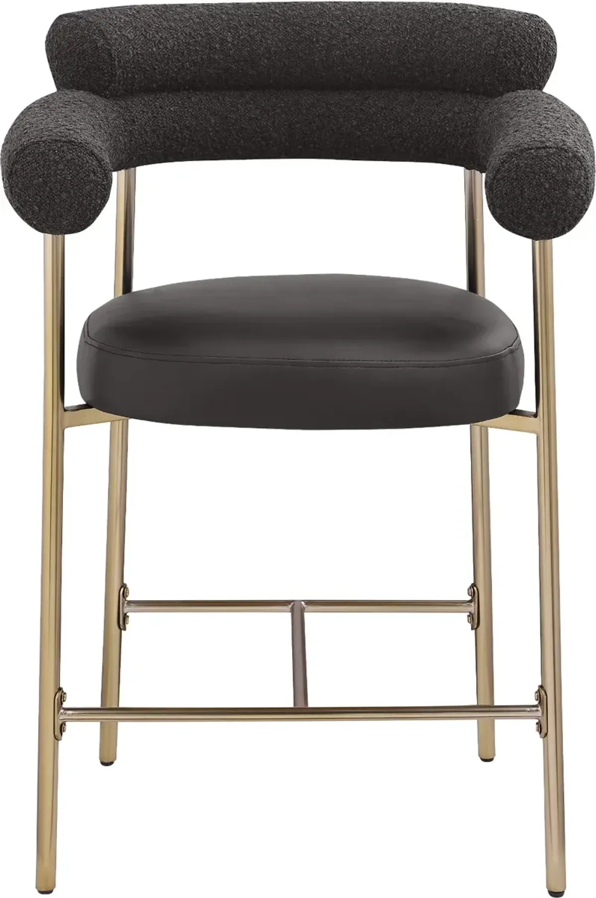 Blake Black Boucle Vegan Leather Counter Stool, Set of 2