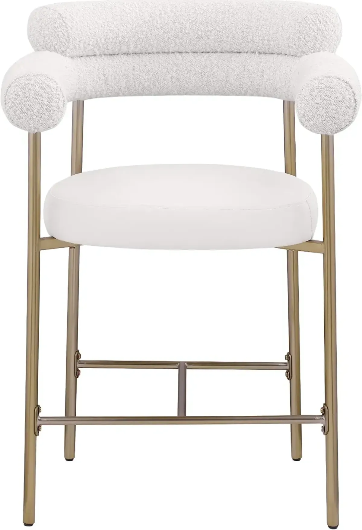 Blake Cream Boucle and Vegan Leather Counter Stool, Set of 2
