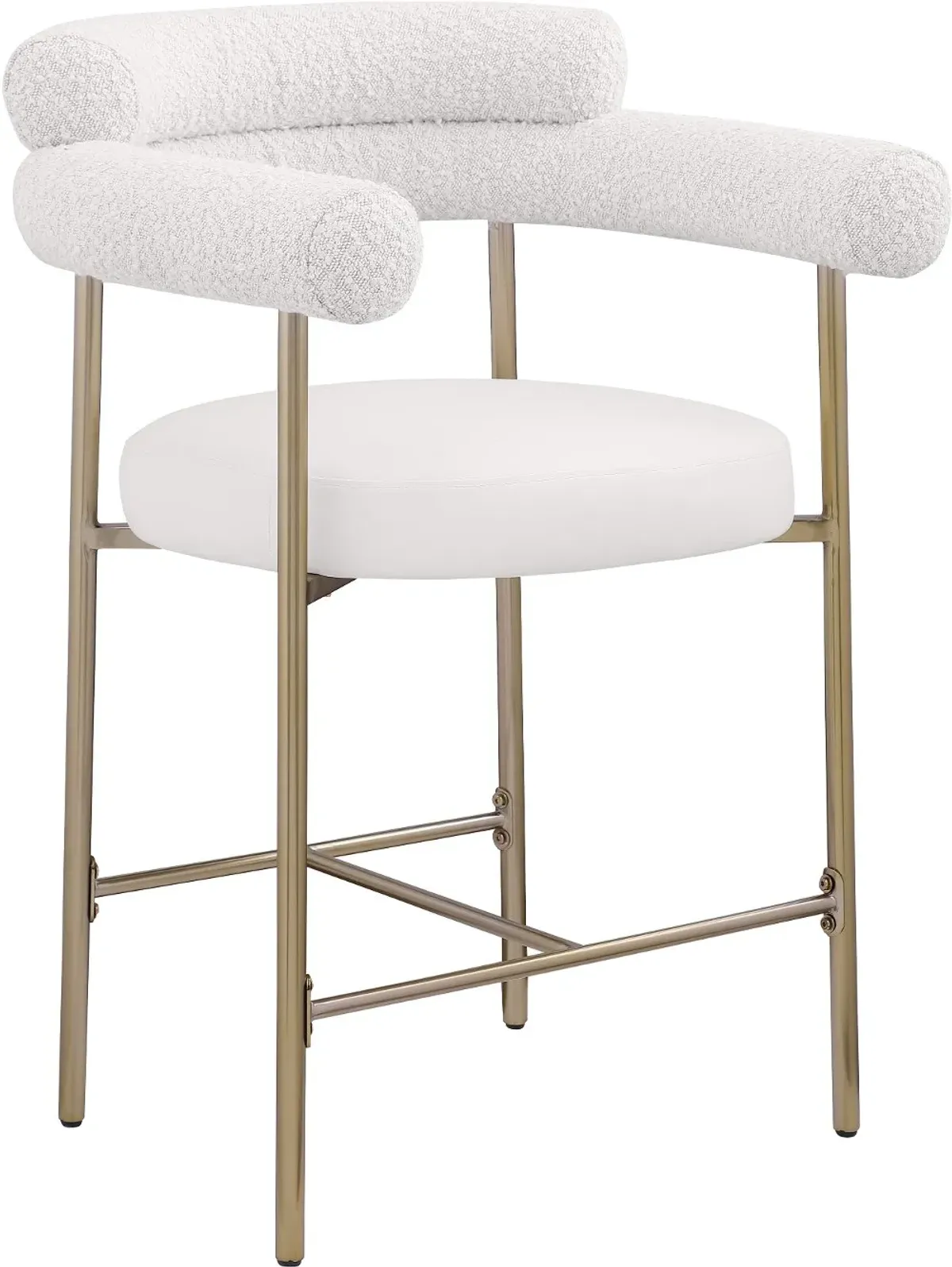Blake Cream Boucle and Vegan Leather Counter Stool, Set of 2