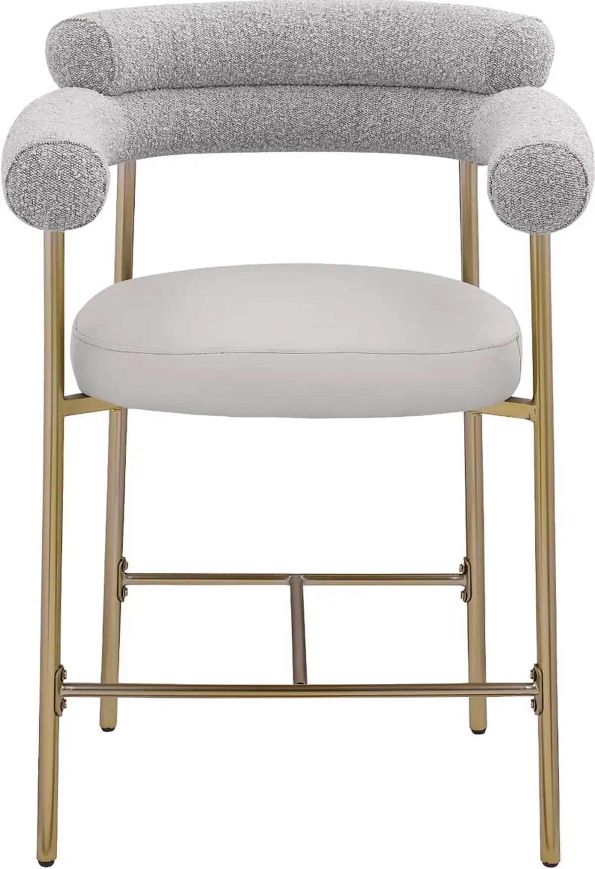 Blake Taupe Boucle and Vegan Leather Counter Stool, Set of 2