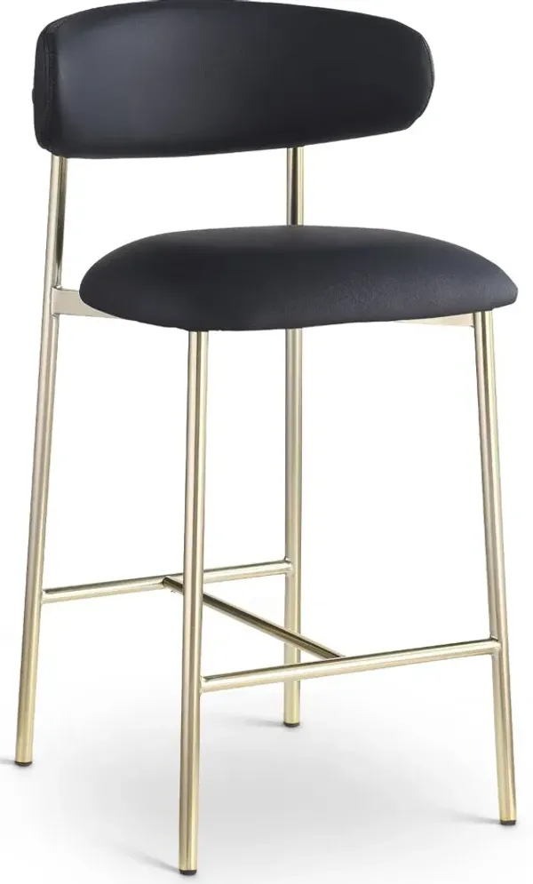Lupita Black Vegan Leather Upholstered Counter Stool, Set of 2