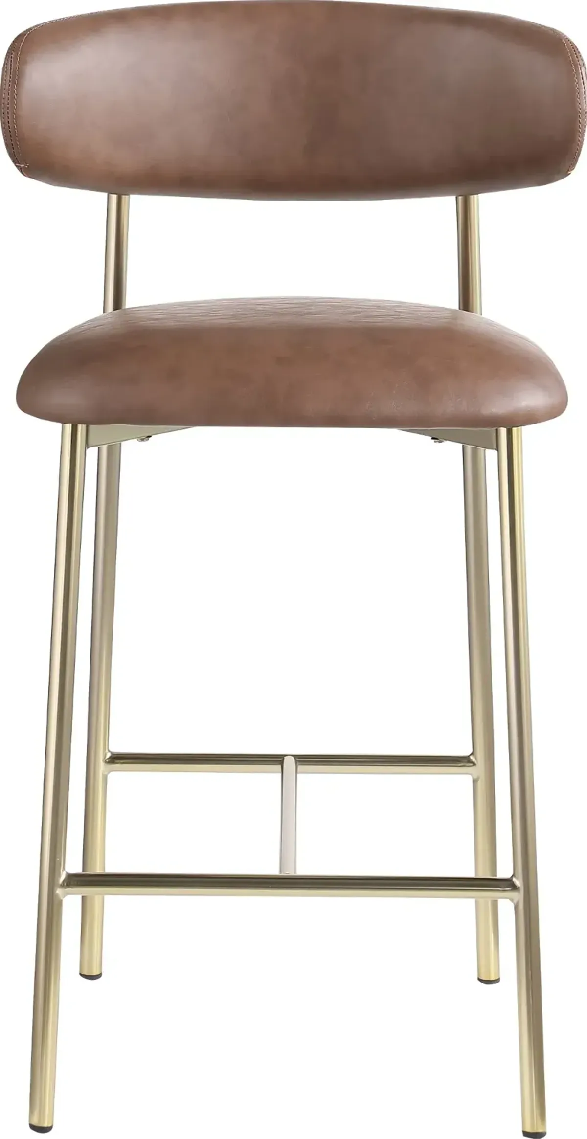 Lupita Brown Vegan Leather Upholstered Counter Stool, Set of 2