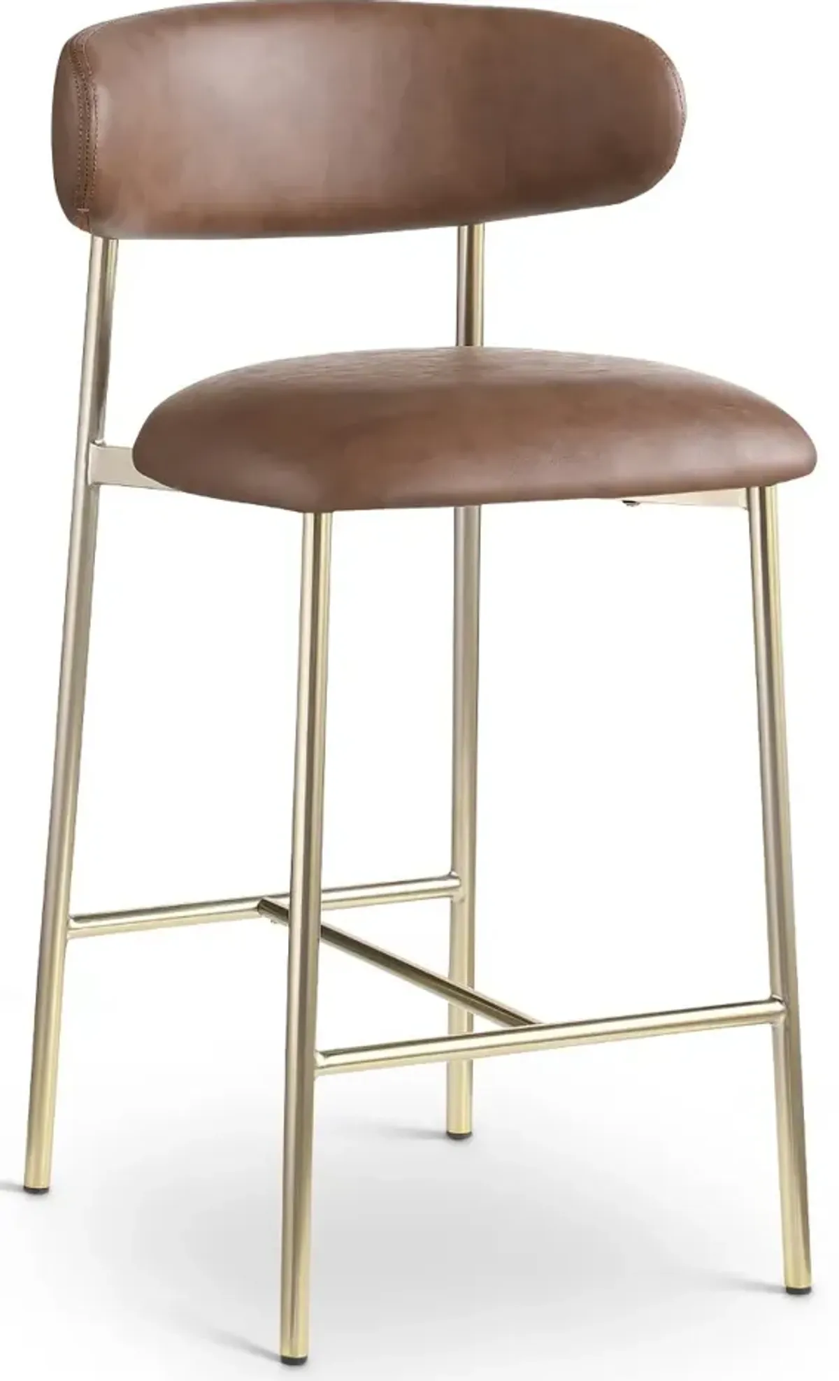 Lupita Brown Vegan Leather Upholstered Counter Stool, Set of 2