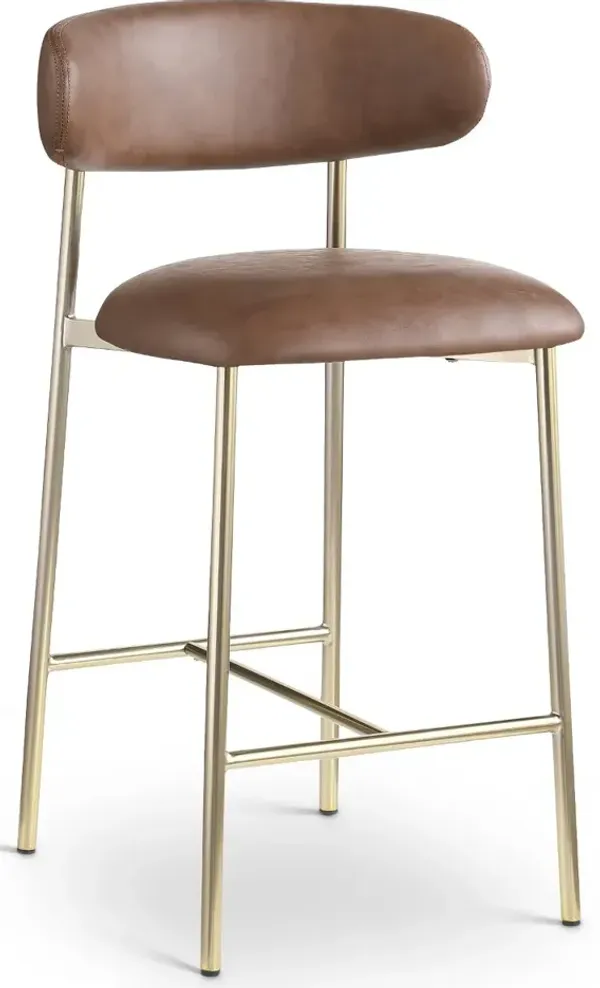 Lupita Brown Vegan Leather Upholstered Counter Stool, Set of 2
