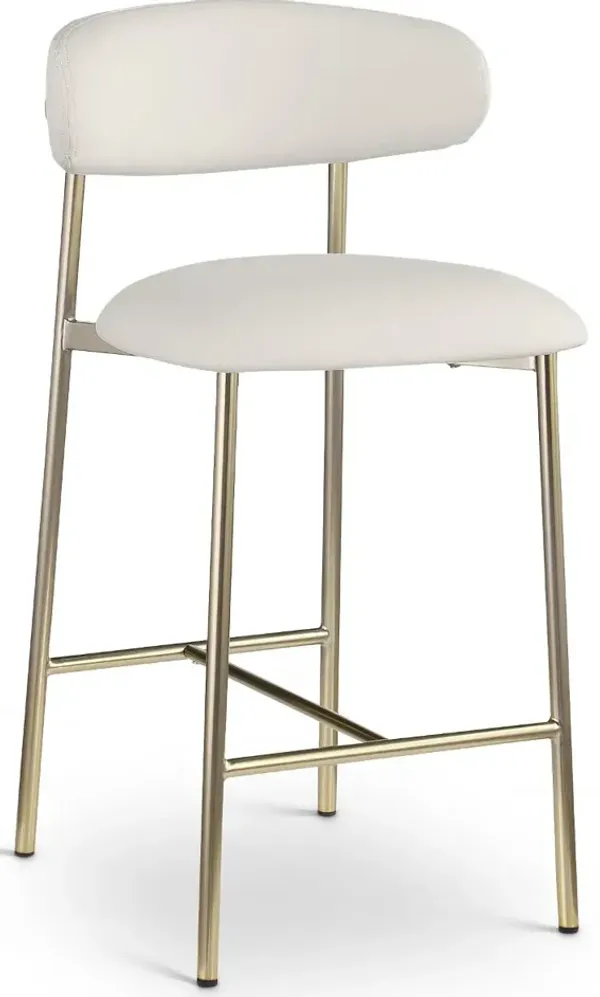 Lupita Off-White Vegan Leather Upholstered Counter Stool, Set of 2