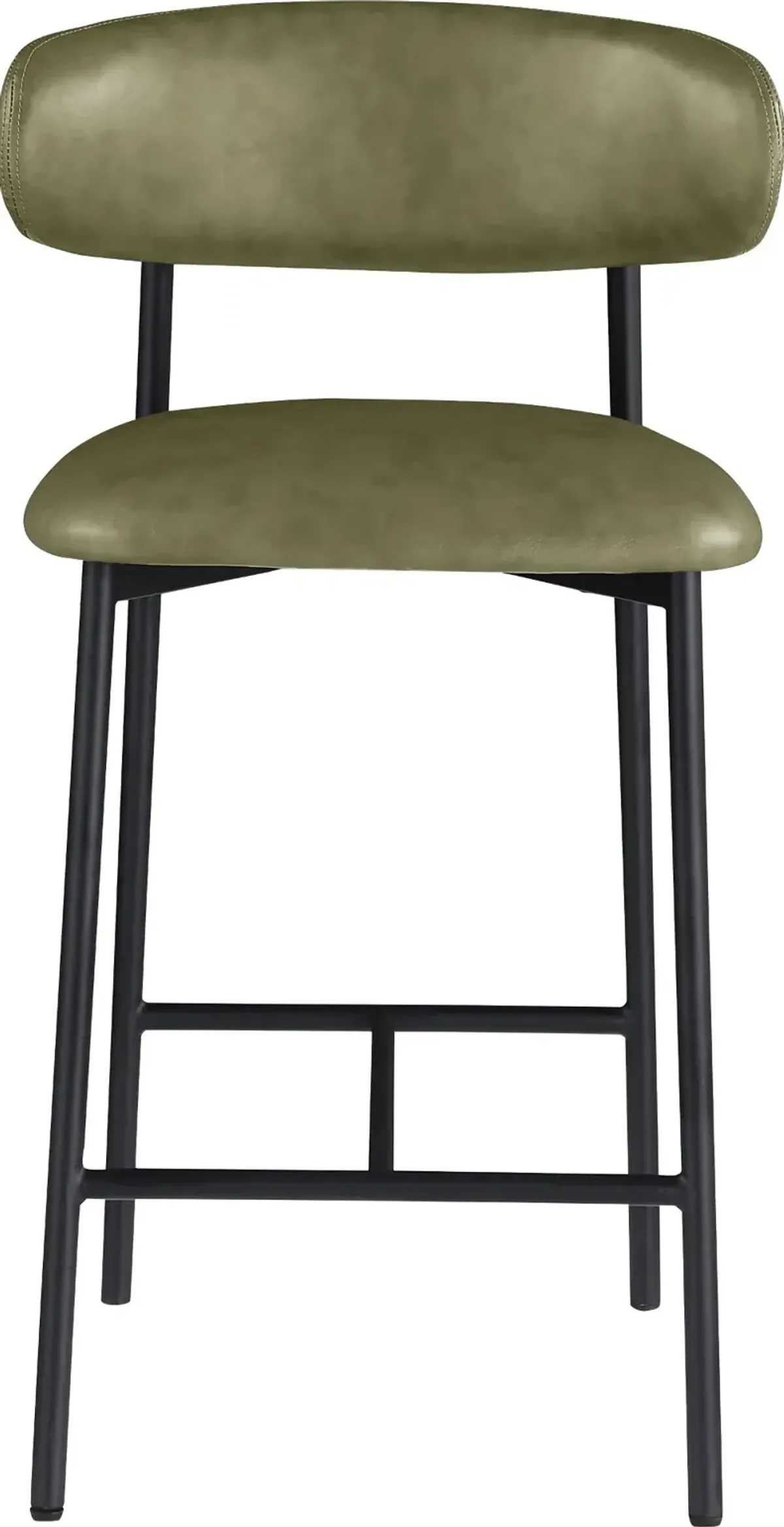 Lupita Olive Vegan Leather Upholstered Counter Stool, Set of 2