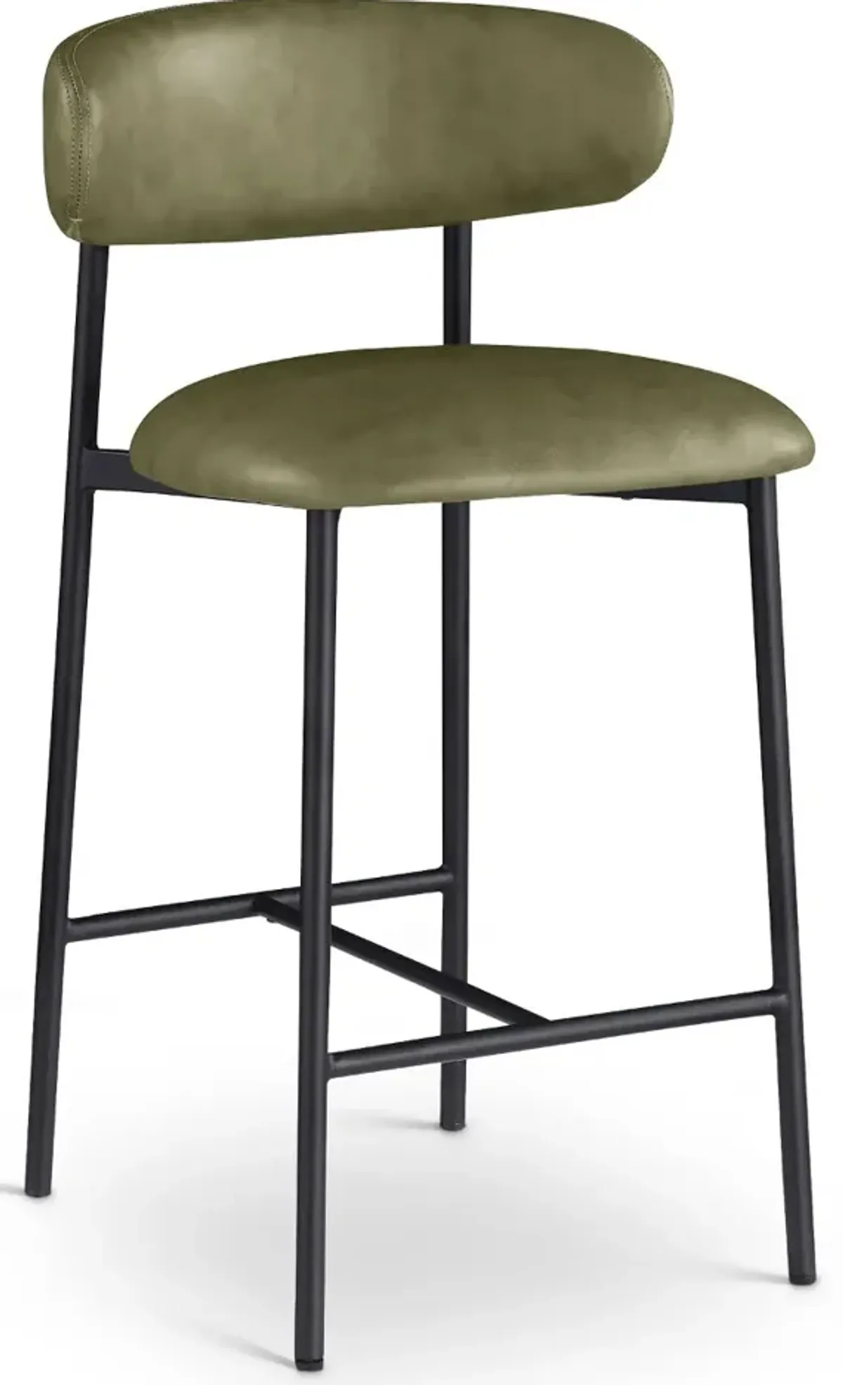 Lupita Olive Vegan Leather Upholstered Counter Stool, Set of 2