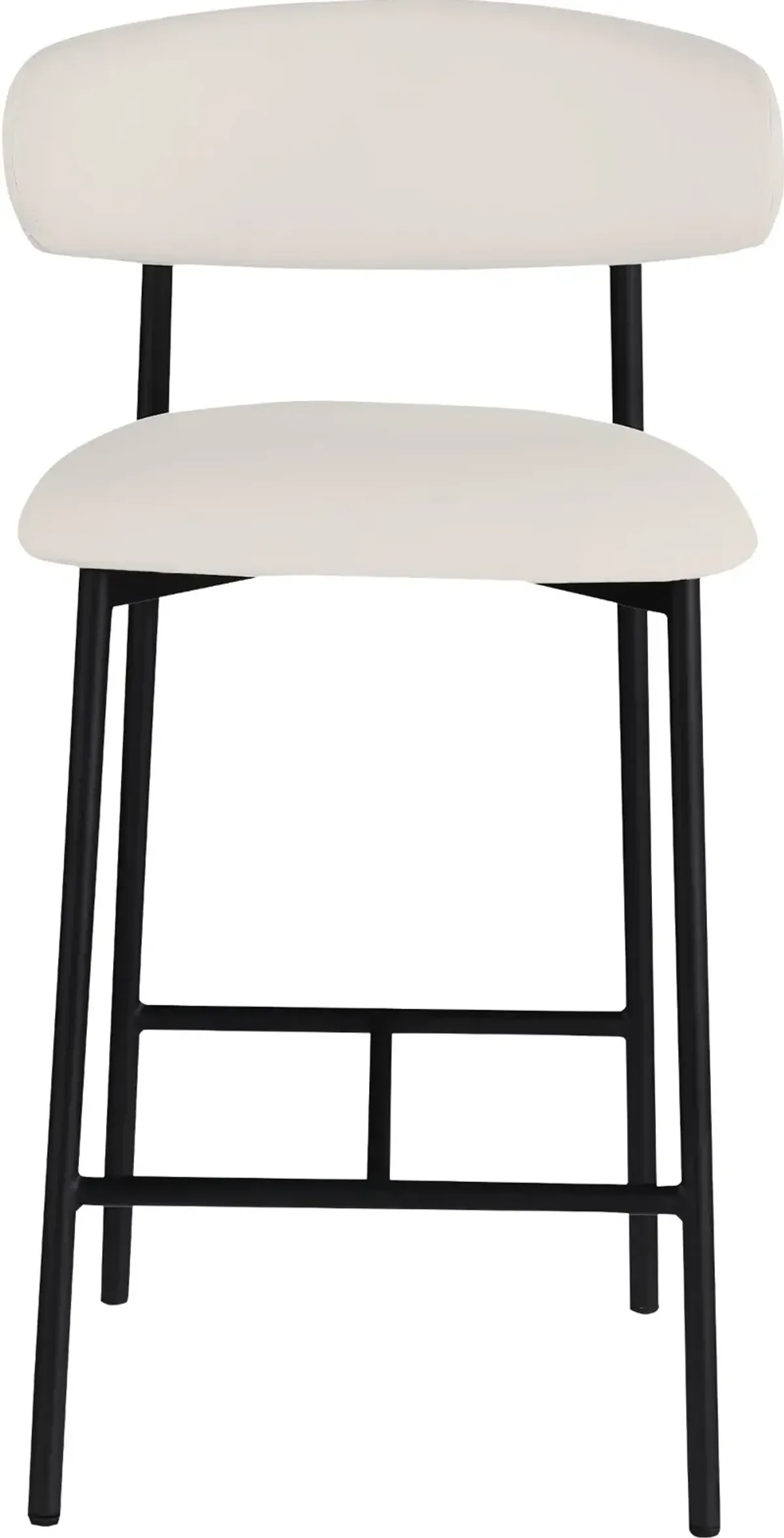 Lupita Off-White Vegan Leather Upholstered Counter Stool, Set of 2
