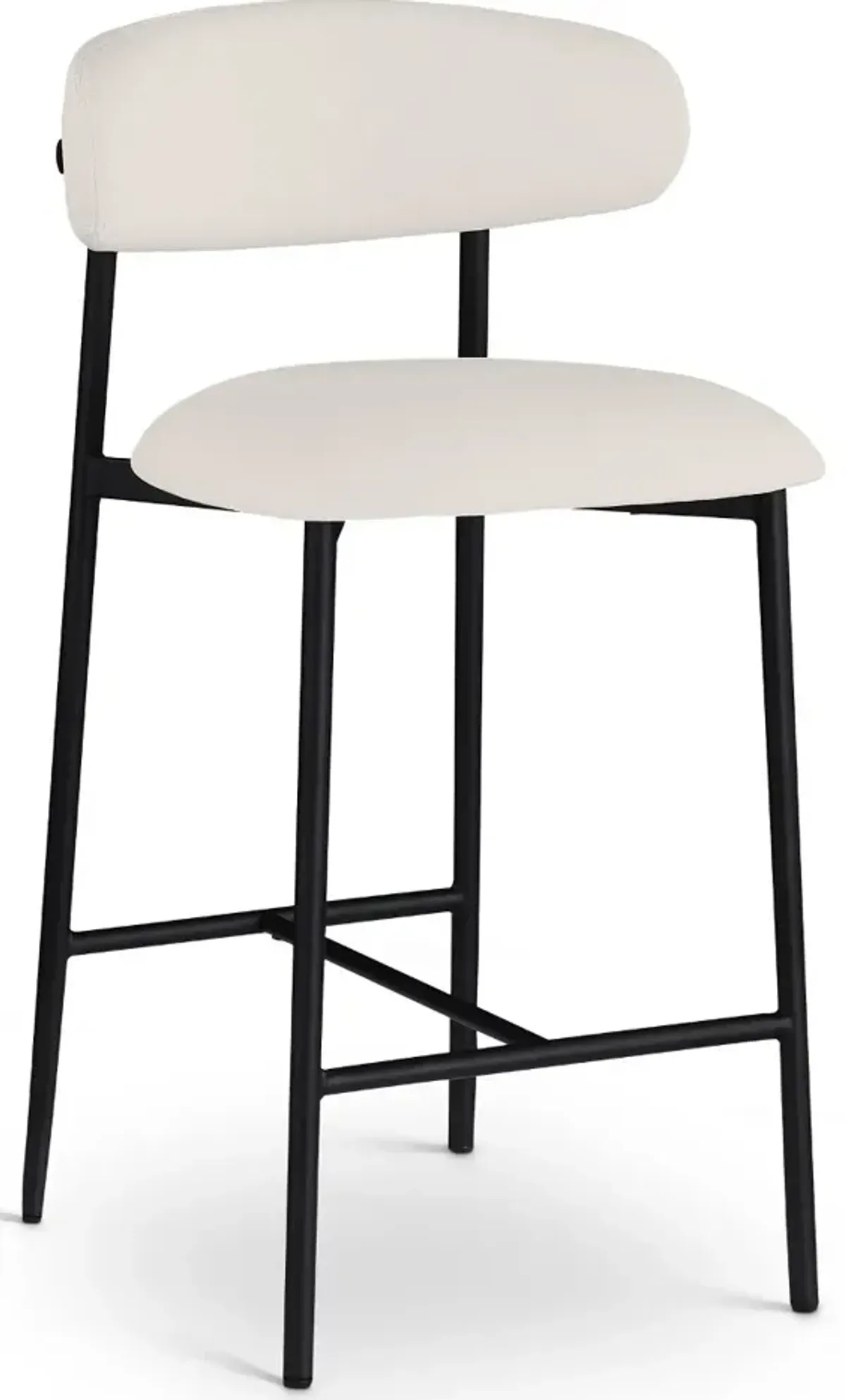 Lupita Off-White Vegan Leather Upholstered Counter Stool, Set of 2