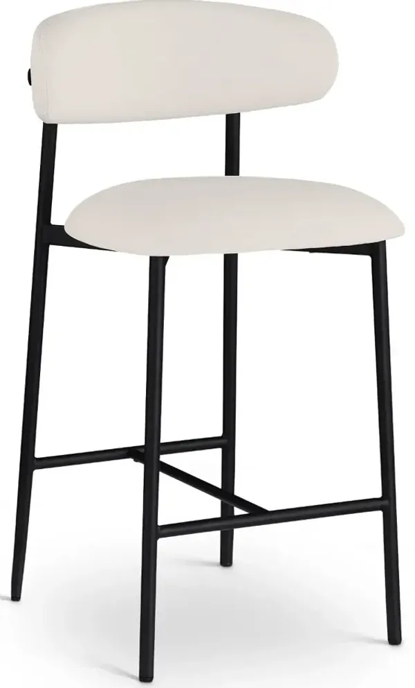 Lupita Off-White Vegan Leather Upholstered Counter Stool, Set of 2