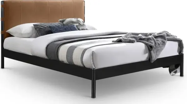 Abigail Cognac Vegan Leather Upholstered Full Bed