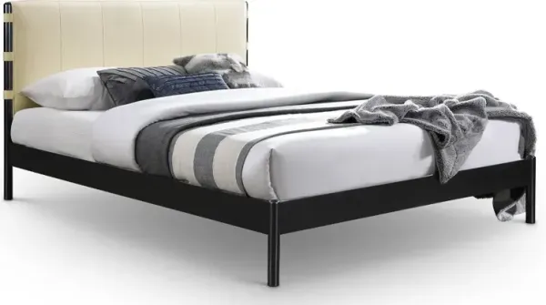 Abigail Cream Vegan Leather Upholstered Full Bed