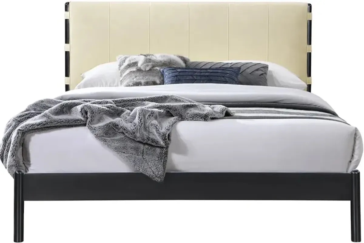 Abigail Cream Vegan Leather Upholstered Full Bed