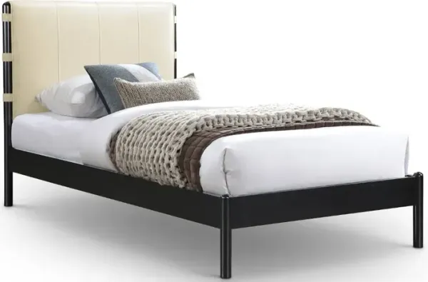 Abigail Cream Vegan Leather Upholstered Twin Bed