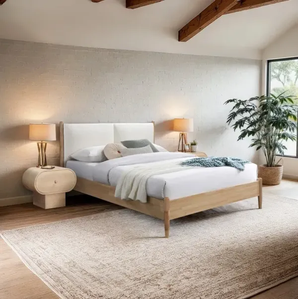 Arbor Cream and Natural Wood Queen Bed