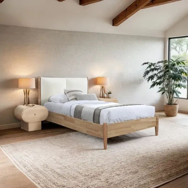 Arbor Cream and Natural Wood Twin Bed