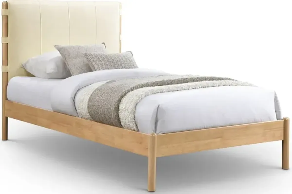 Asher Cream Vegan Leather Upholstered Twin Bed
