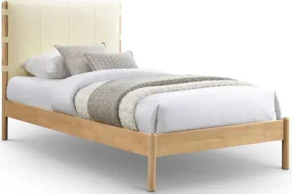 Asher Cream Vegan Leather Upholstered Twin Bed