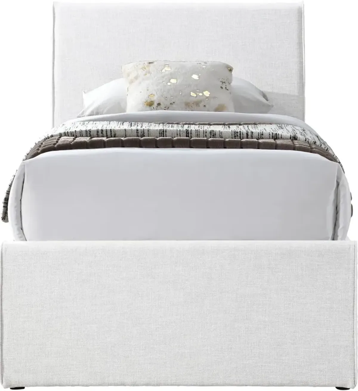 Myles Cream Textured Linen Twin Trundle Bed