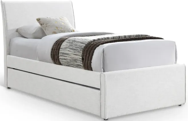 Myles Cream Textured Linen Twin Trundle Bed