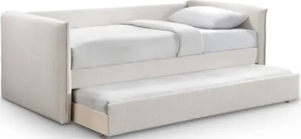 Colton Cream Textured Linen Twin Daybed with Trundle