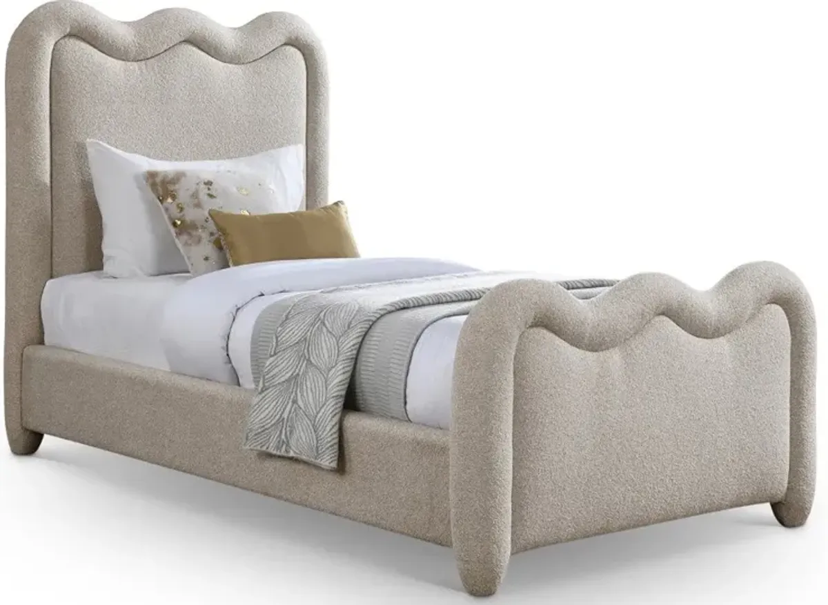 Gavin Beige Chenille Upholstered Twin Bed
