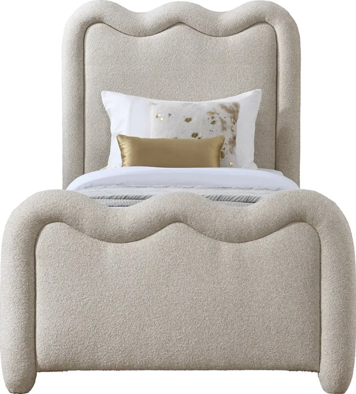 Gavin Beige Chenille Upholstered Twin Bed