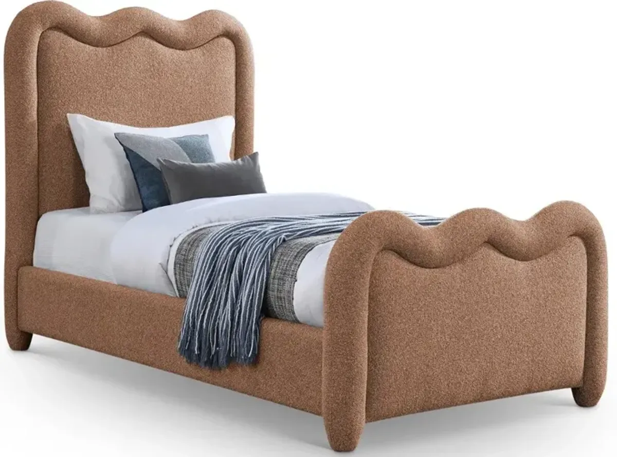 Gavin Cognac Chenille Upholstered Twin Bed