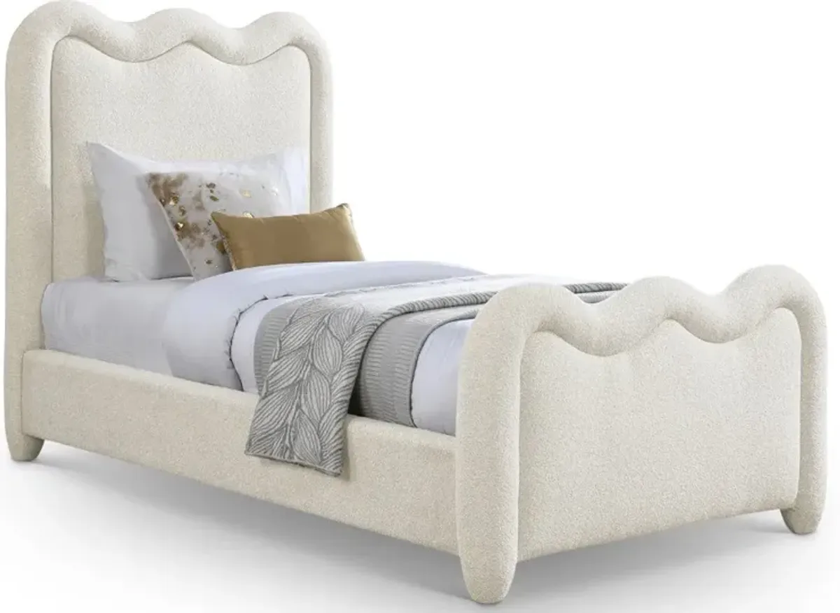 Gavin Cream Chenille Upholstered Twin Bed