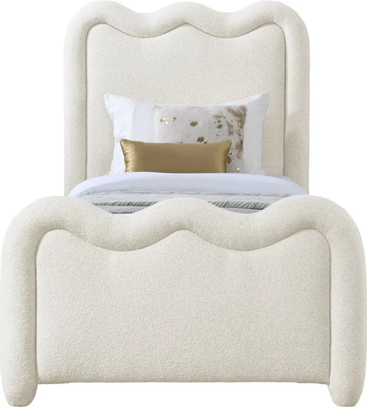 Gavin Cream Chenille Upholstered Twin Bed