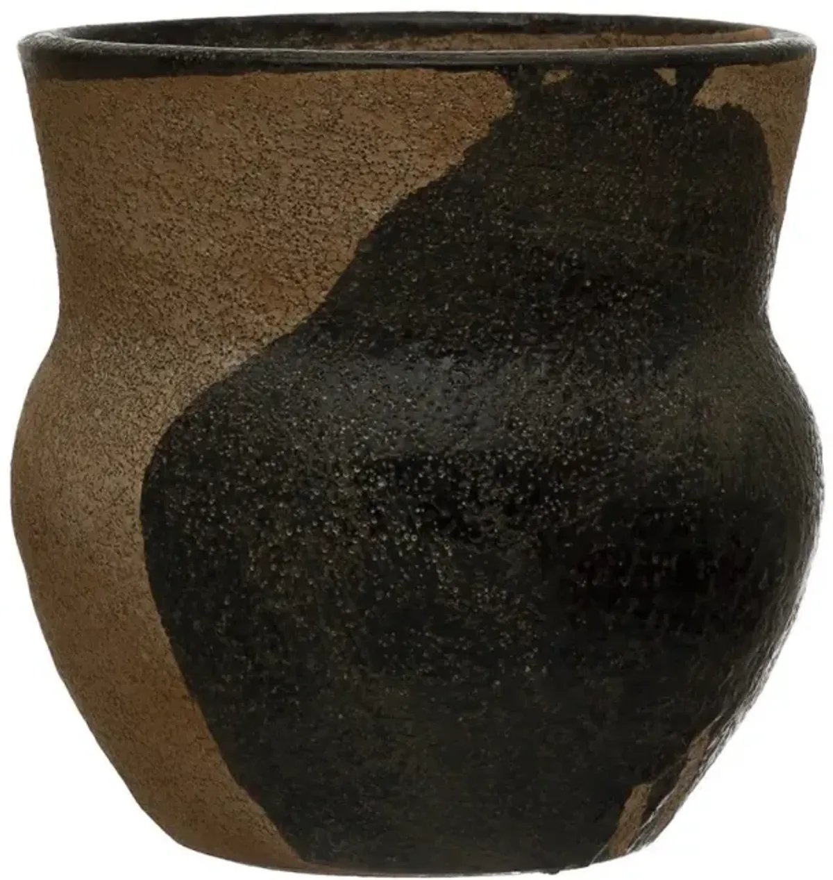 Terracotta Black and Brown Planter with Design