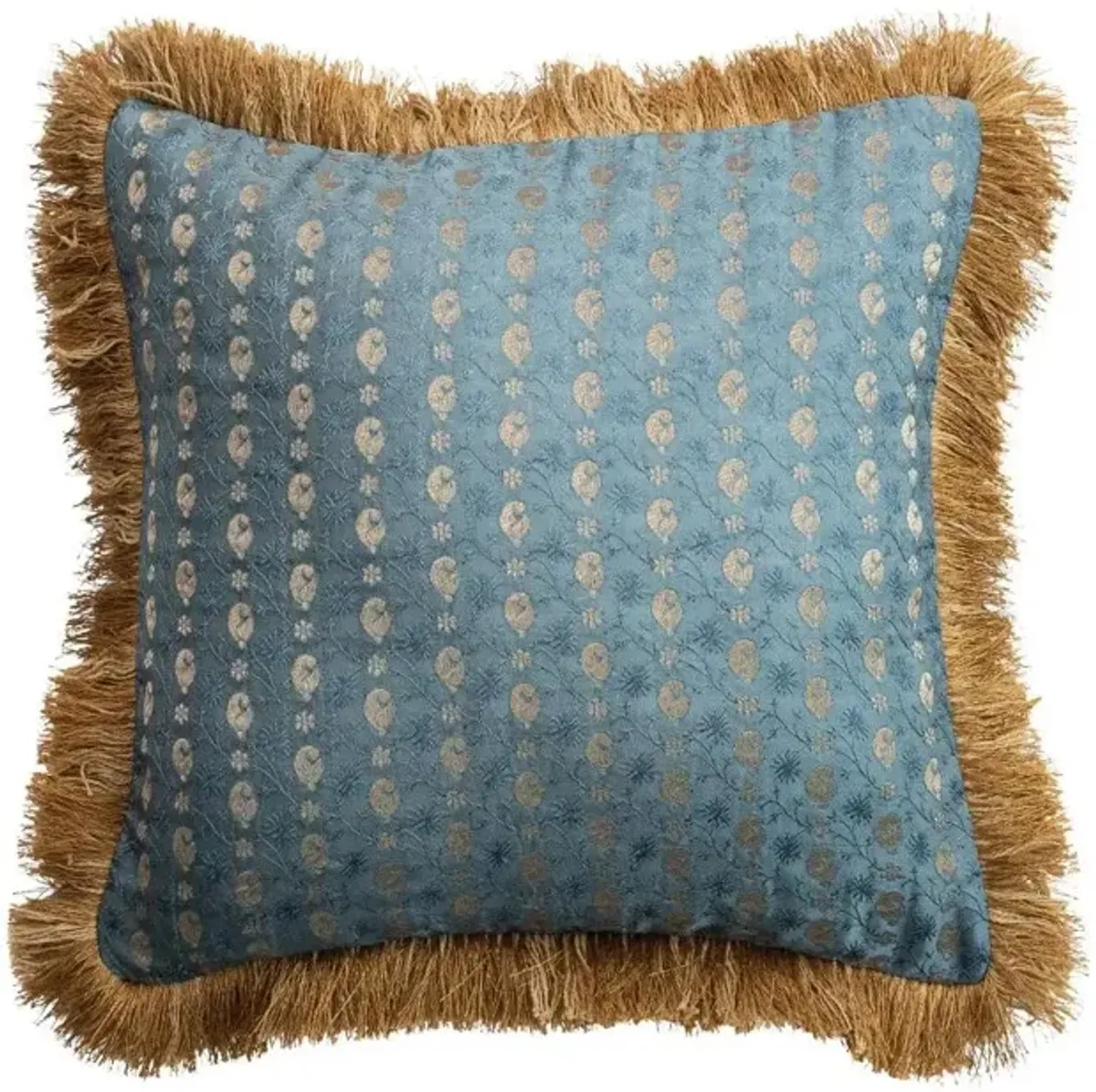 Blue and Gold Jacquard Printed Pillow