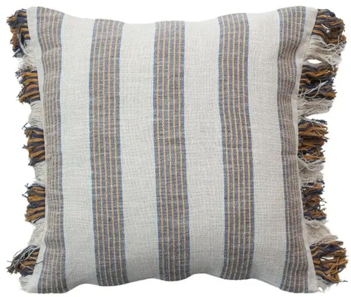 Cream and Gray Striped Pillow