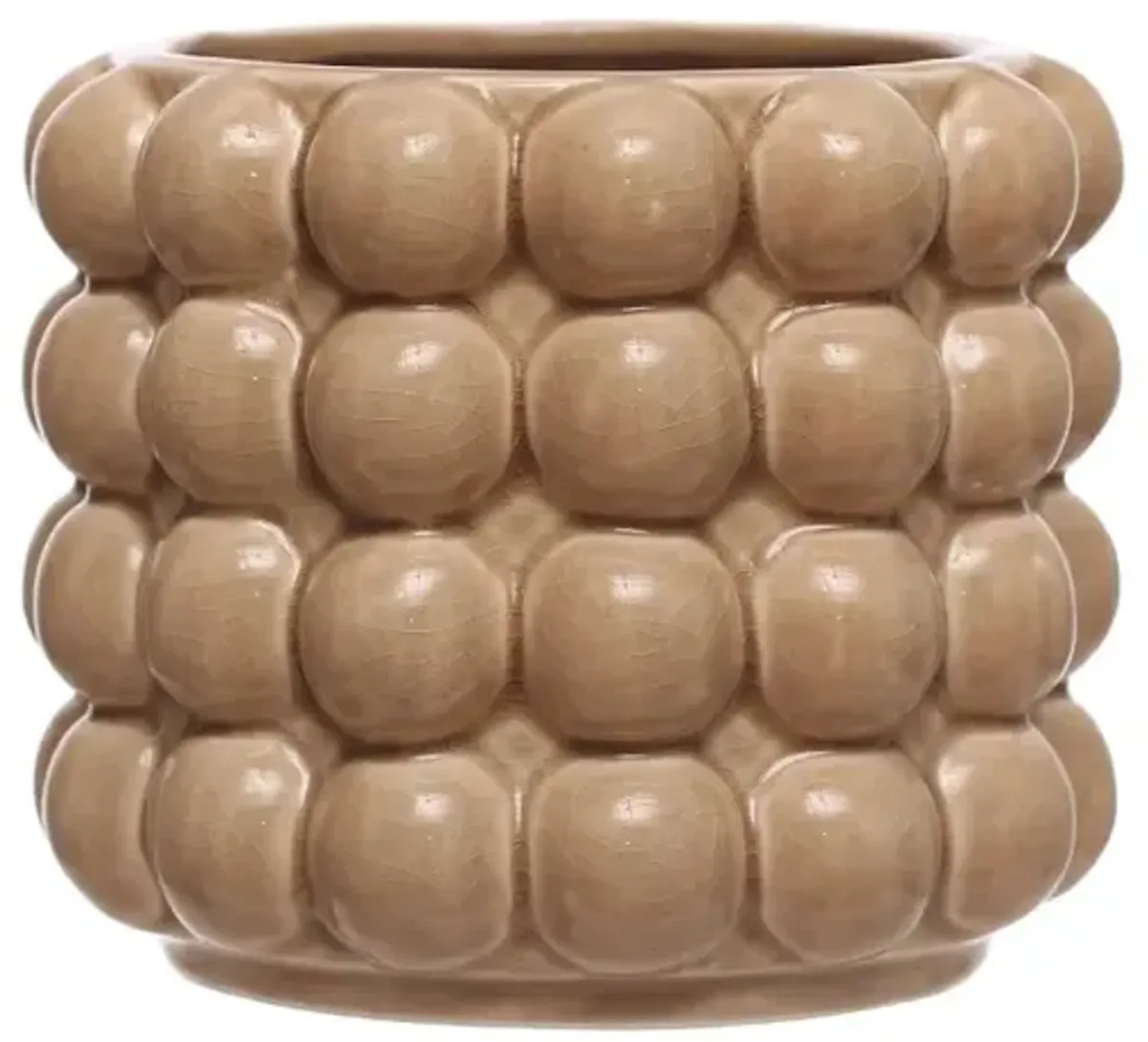 Tan Round 6" Stoneware Planter with Raised Dots