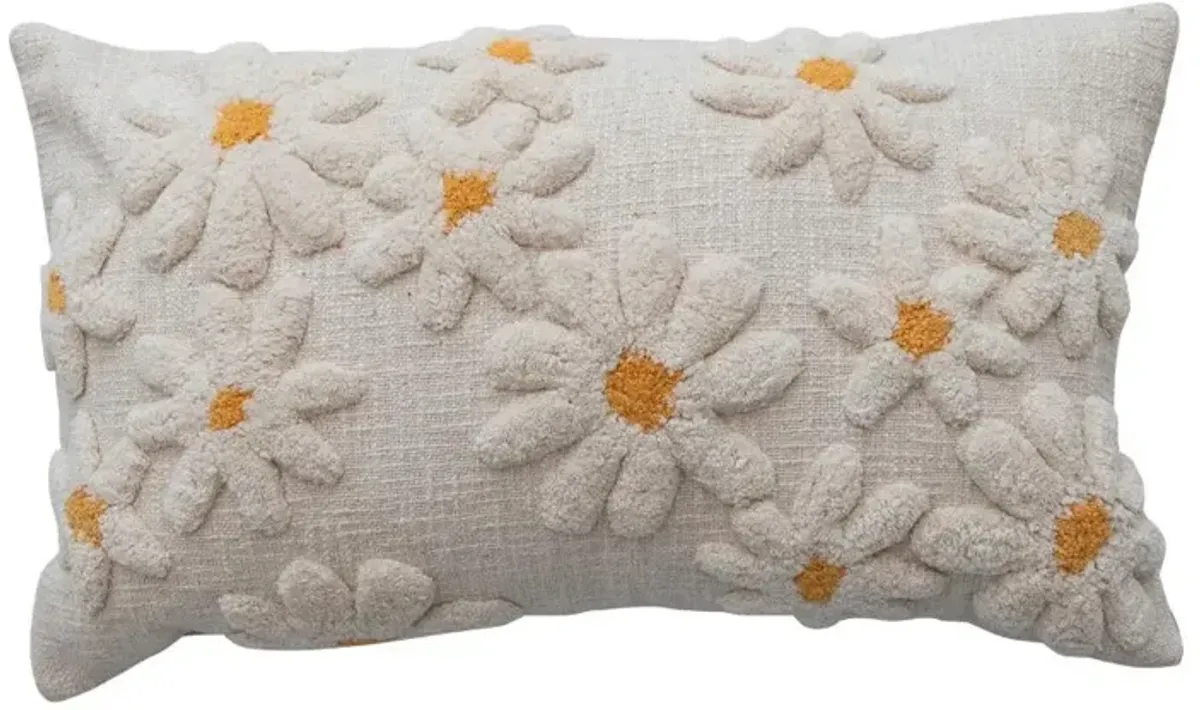 Tufted Flower Lumbar Pillow
