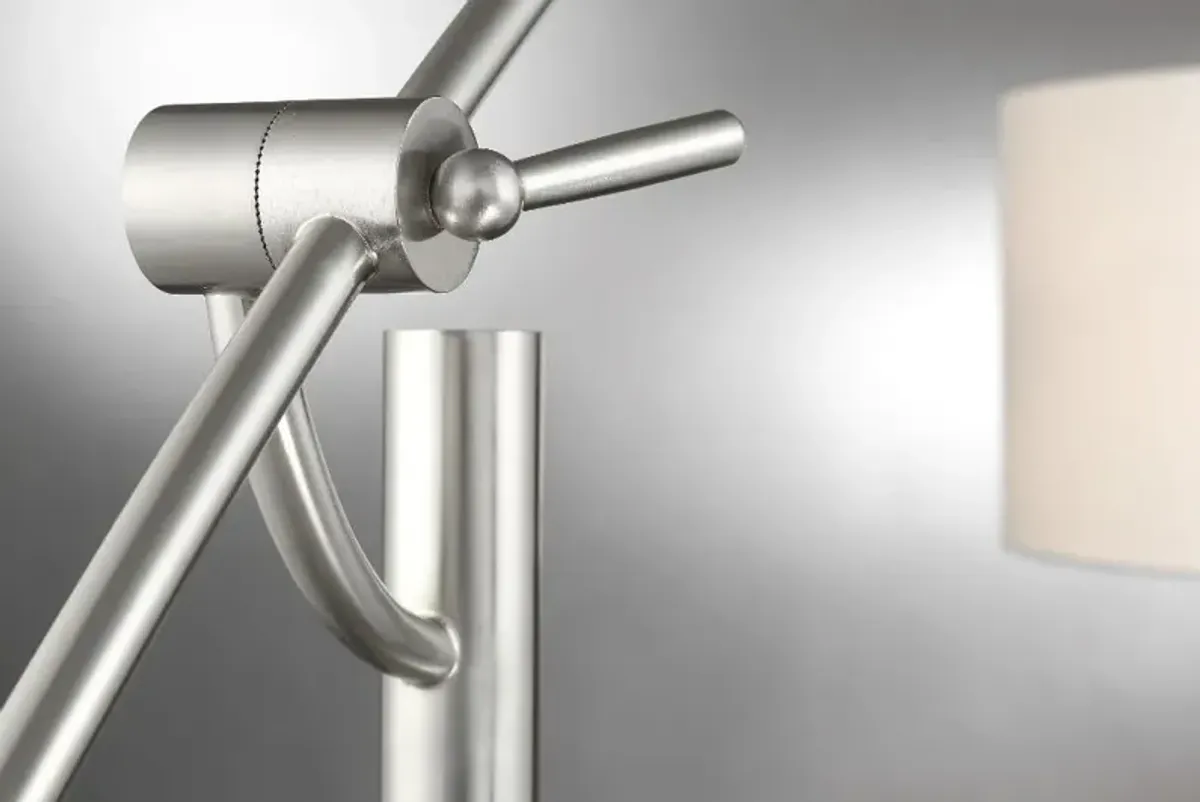 Brushed Nickel and Black Arch Lamp