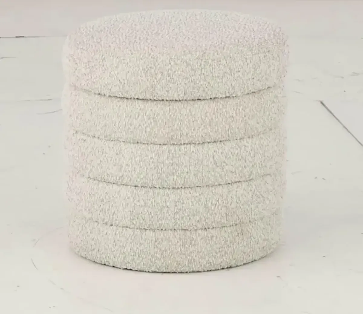 Off White Ottoman with Storage Tray